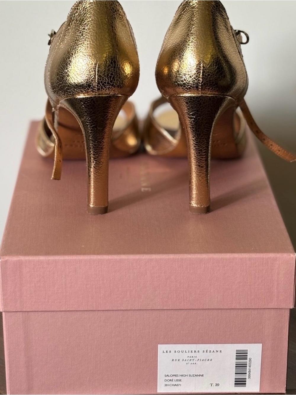 Sezane Gold Metallic Strappy Heels - Picture 4 of 7